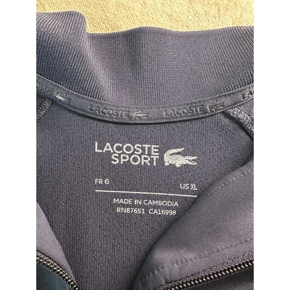 Lacoste Performance High-Neck Midlayer Golf Sweatshirt Mens XL Navy Blue 1/4 Zip